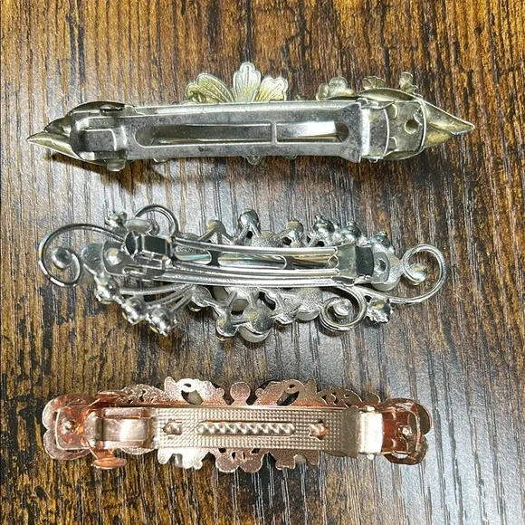 Set of 3 Vintage Y2K Elegant Barrette Hair Clips | Retro Glam Coquette Style - Picture 7 of 8